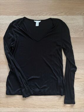 H&M Black V-Neck Long Sleeve Top